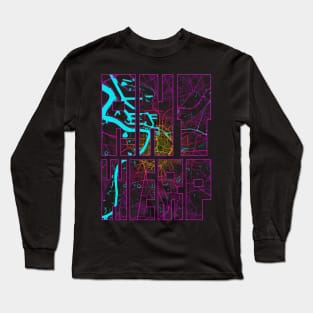 Antwerp, Belgium City Map Typography - Neon Long Sleeve T-Shirt